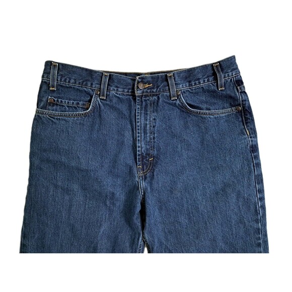 Kirkland Loose Straight Jeans Mens 36x32 Dark Wash Blue 100% Cotton Denim - Picture 2 of 8